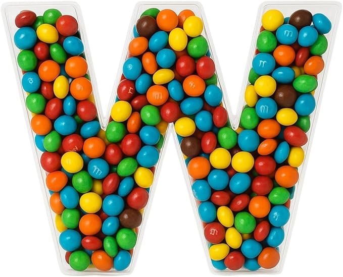 Fillable Alphabet Acrylic Tray Letter Candy Jar Reusable Party Food Jar with Magnetic Lid 10-Inch Sealed Decorative Box (W)