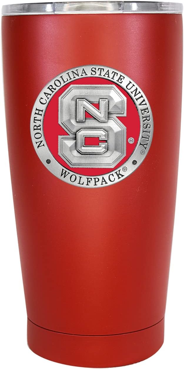 Heritage Pewter North Carolina State 15 oz. Tumbler - Red | Durable Insulated Tumbler Cup for Cold & Hot Drinks | Thermal Travel Mug for Coffee | Intricately Crafted Metal Pewter Inlay