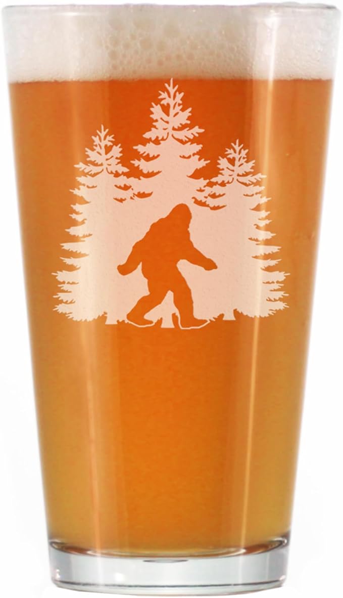 Bevvee Bigfoot Pint Glass - Funny Bigfoot Gifts for Sasquatch Enthusiasts - 16 Oz Pint Glasses