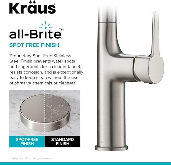 KRAUS Oletto Tall Modern Pull-Down Single Handle Kitchen Faucet in Spot Free Stainless Steel, KPF-3101SFS