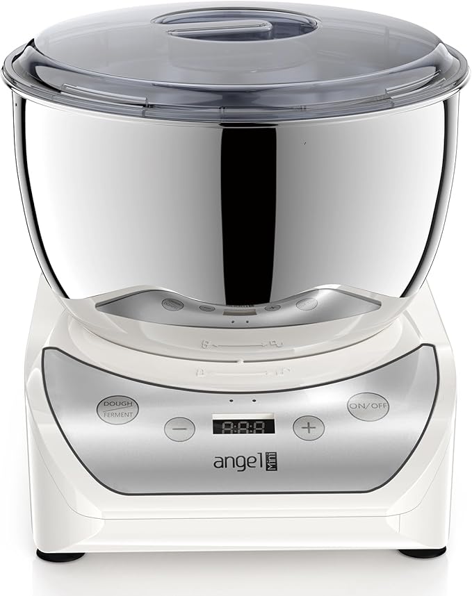 Mini Angel Electric Dough Maker with Ferment Function, 5.5QT Dough Mixer Machine with 304 Stainless Steel Bowl, Face-up Touch Panel, Household Flour Kneading Machine for Pizza Bread, White