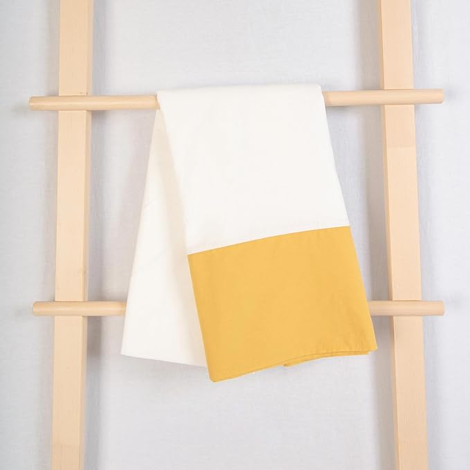 MONDAY MOOSE Farmhouse Rustic Picnic Style Decoration Rectangle Natural Stonewashed Cotton Tablecloth for Kitchen, Dining Room, Restaurant (60x102 inch, White/Mustard)