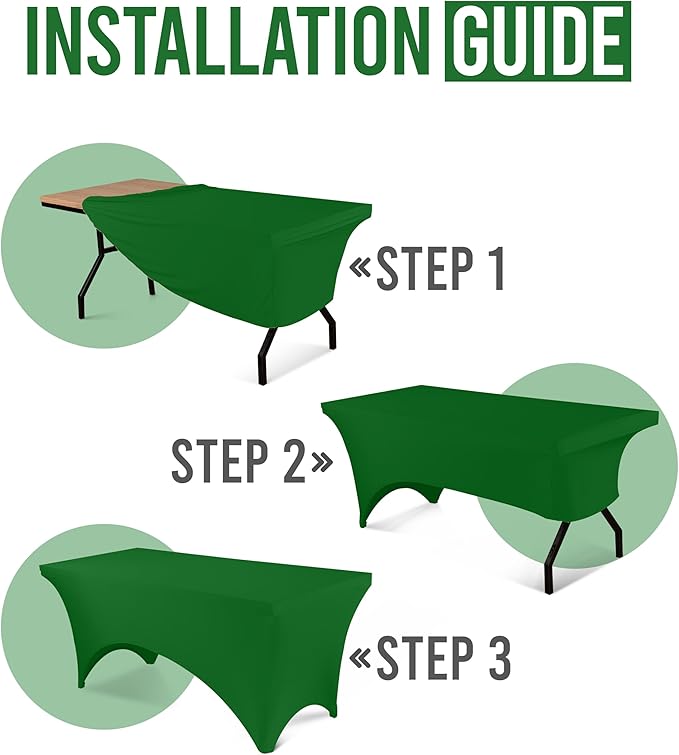 Utopia Kitchen Spandex Tablecloth 1 Pack[6FT, Emerald Green] Tight, Fitted, Washable and Wrinkle Resistant Stretch Rectangular Patio Table Cover for Event, Wedding, Banquet & Parties[72Lx30Wx30H Inch]