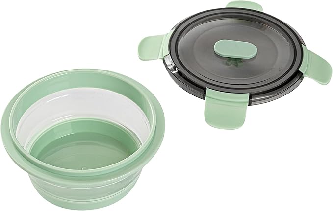 Restaurantware-Fresh Hero 13.6 Ounce Storage Containers, 20 Durable Airtight Food Containers - Microwavable, Freezable, Green Plastic Collapsible Container, Dishwashable, With Vented Lids