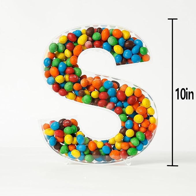Fillable Alphabet Acrylic Tray Letter Candy Jar Reusable Party Food Jar with Magnetic Lid 10-Inch Sealed Decorative Box (W)