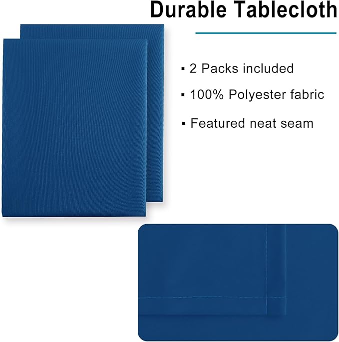 Hiasan 2 Pieces Royal Blue Tablecloth Square - Waterproof and Washable Fabric Table Cloth for Card Tables, 54 x 54 Inch