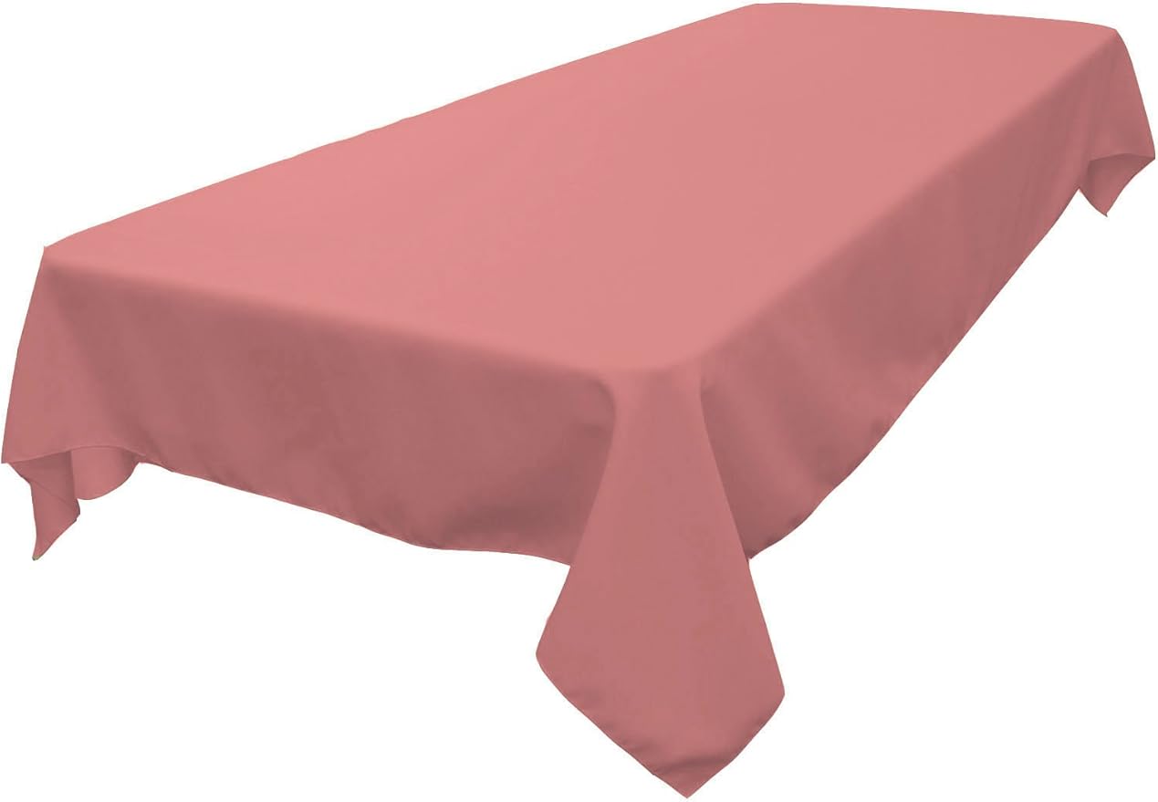 LA Linen Polyester Poplin Washable Rectangular Tablecloth, Stain and Wrinkle Resistant Table Cover 60x90, Fabric Table Cloth for Dinning, Kitchen, Party, Holiday 60 by 90-Inch, Dusty Rose