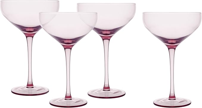 Fortessa Gala Glass, 10.5 Ounce Coupe Cocktail (Set of 4), Pink
