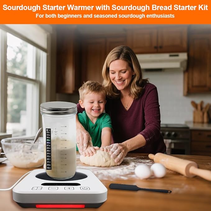 Sourdough Starter Warmer with Sourdough Bread Starter Kit, Abnaok Precise 1°F Thermostat Control (70-180°F) Timer Sourdough Warming Mat, Smart memory Warming On/Off