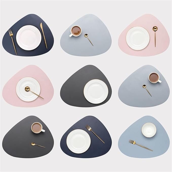 Leather Western Placemat Tableware Pad Oil Water Heat Insulation Non-Slip Tablemat Coaster for Kitchen Washable Cup(Brown,36.8cmx45cm)