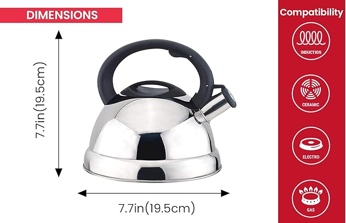 J&V TEXTILES Stainless Steel Whistling Tea Kettle, 2.5-Quart*