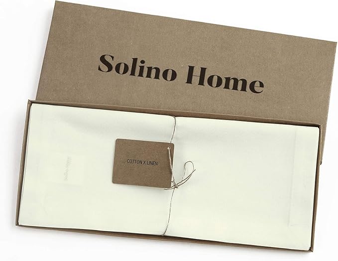 Solino Home Ivory Table Runner 156 Inches Long - Dru Cotton Linen Dining Table Runner 14 x 156 Inch for Spring, Easter - Handcrafted and Machine Washable