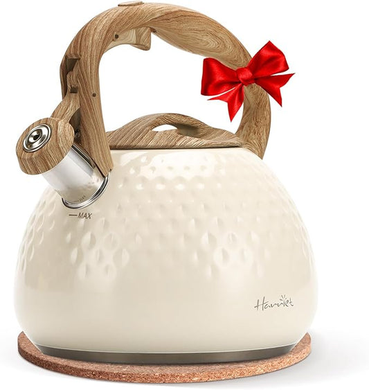 harriet Tea Kettle, Tea Pot for Stovetop, 2.5QT Whistling Kettle with 5-Layers bottom, Food Grade Stainless Steel Kettles with Hot-Resistant Handle Gas Electric Applicable