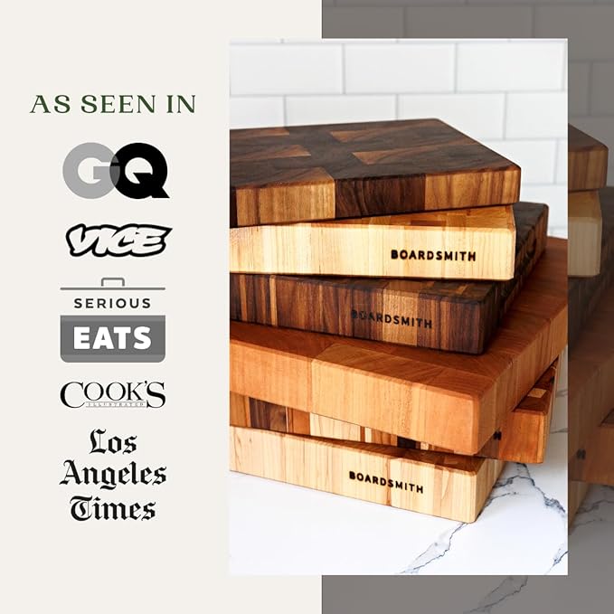 The Boardsmith Walnut Sidekick End Grain Cutting Board - Walnut Wood Cutting Board - 9" x 12" - Brown