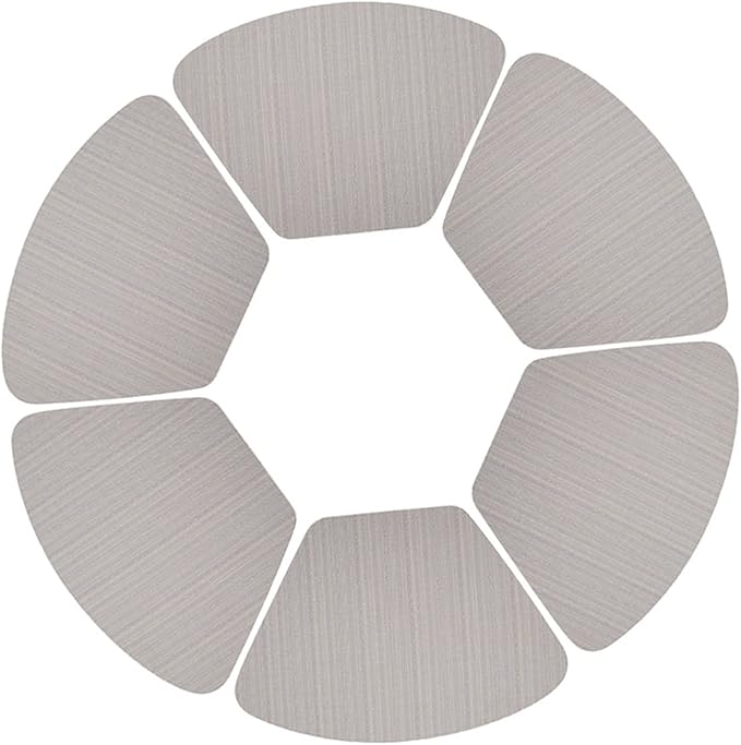 PVC Round Table Placemats Wedge Shaped Place Mat Pads with Centerpiece Round Mat Heat Table Mats Washable(Stripe Cream Grey)