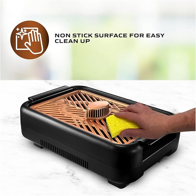 GOTHAM STEEL Smokeless Grill Indoor Grill Ultra Nonstick Electric Grill Dishwasher Safe Surface, Temp Control, Metal Utensil Safe, Barbeque Indoor Grill