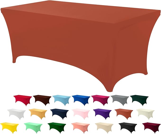 Utopia Kitchen Spandex Tablecloth 1 Pack [6FT, Light Coffee] Tight, Fitted, Washable and Wrinkle Resistant Stretch Rectangular Patio Table Cover for Event, Wedding, Banquet & Parties[72Lx30Wx30H Inch]