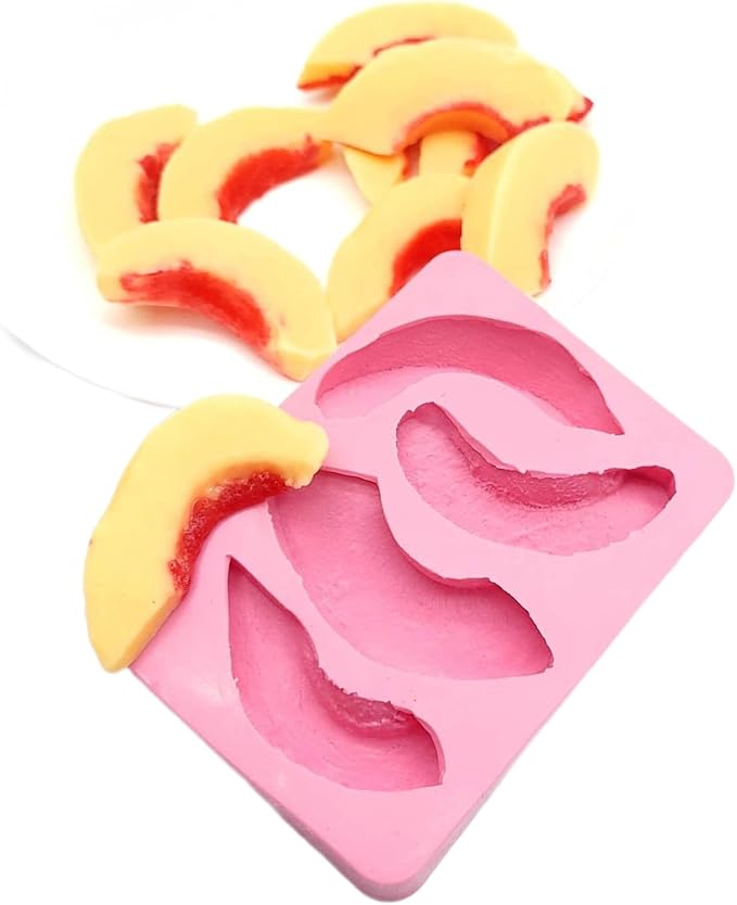 Natucraft Peach Slices Silicone Mold - Wax, Resin, Soap, Realistic Flexible - Turquoise Blue - Baking Molds