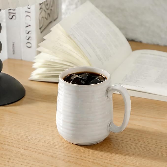 Coffee Mugs, Ceramic Mug Sets for Dad and Mom as Gifts, 15oz Coffee Cups for Latte Milk Cappuccino Cocoa Tea Mocha, Dishwasher and Microwave Safe, Set of 6, Arctic White