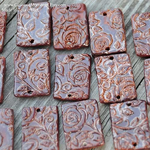 DAMASCUS ROSES Embossed Rolling Pin Wooden Embossing Dough Roller for Cookies and Ceramic by Algis Crafts