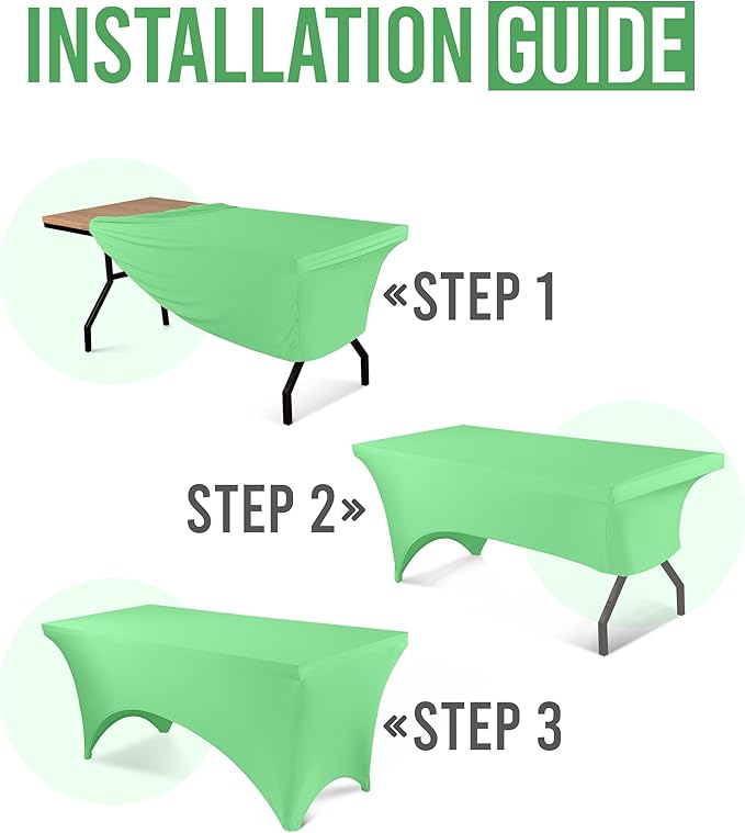 Utopia Kitchen Spandex Tablecloth 1 Pack [6FT, Bright Green] Tight, Fitted, Washable and Wrinkle Resistant Stretch Rectangular Patio Table Cover for Event, Wedding, Banquet & Parties[72Lx30Wx30H Inch]