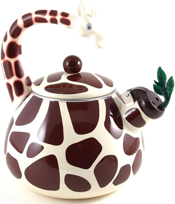Whistling Tea Kettle for Stove Top Enamel on Steel Teakettle, Supreme Housewares Giraffe Design Teapot Water Kettle Cute Kitchen Accessories Teteras (2.1 Quart, Giraffe)