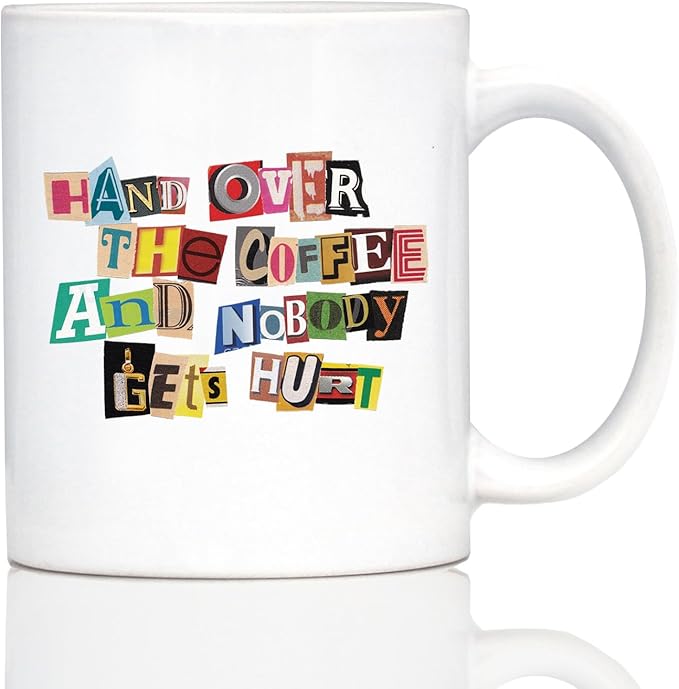Bevvee Coffee Ransom Note Coffee Mug - Funny Sarcastic Coffee Mug Gifts for Coffee Lovers - 11oz White Ceramic