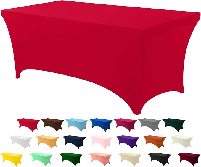 Utopia Kitchen Spandex Tablecloth 1 Pack [6FT, Red] Tight, Fitted, Washable and Wrinkle Resistant Stretch Rectangular Patio Table Cover for Event, Wedding, Banquet & Parties [72Lx30Wx30H Inch]