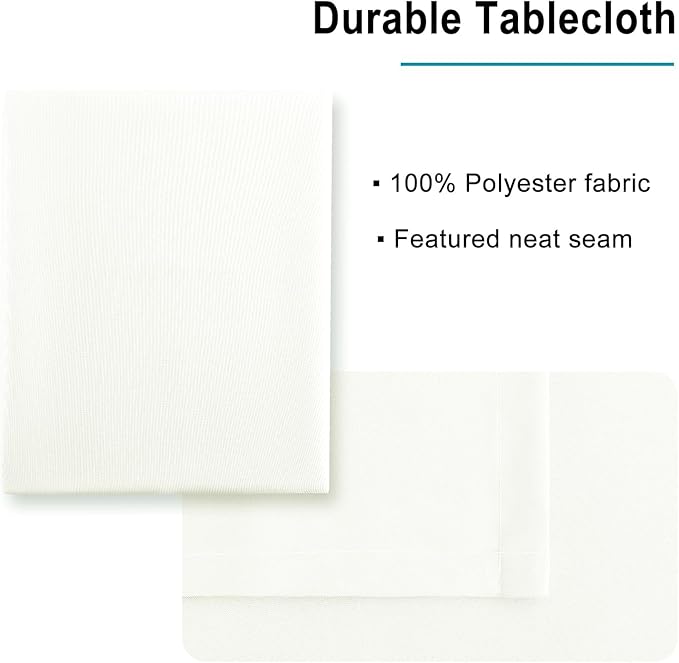 Hiasan Ivory Tablecloth for Rectangle Tables - Waterproof and Spillproof Washable Fabric Table Cloth for Dining Room Kitchen, 60 x 140 Inch