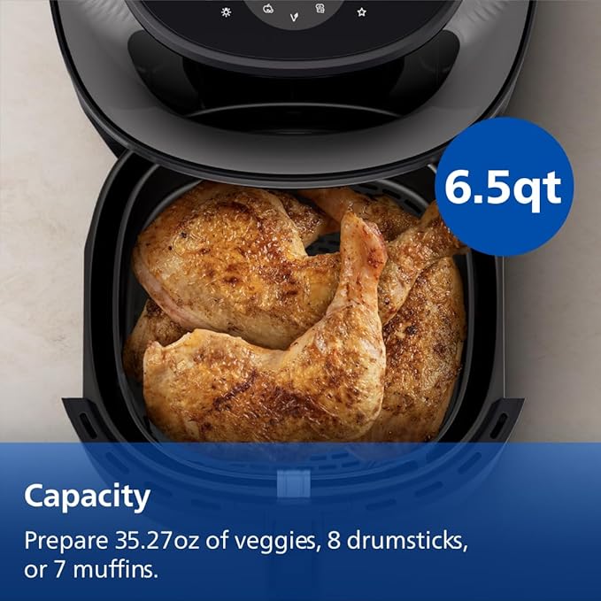 Philips Airfryer 3000 Series - Premium 6.5qt Airfryer with Window, RapidAir Plus Technology, 16 Ways to Cook, 90% Less Fat, Easy to Clean, Touchscreen, Energy Saving (NA330/00)
