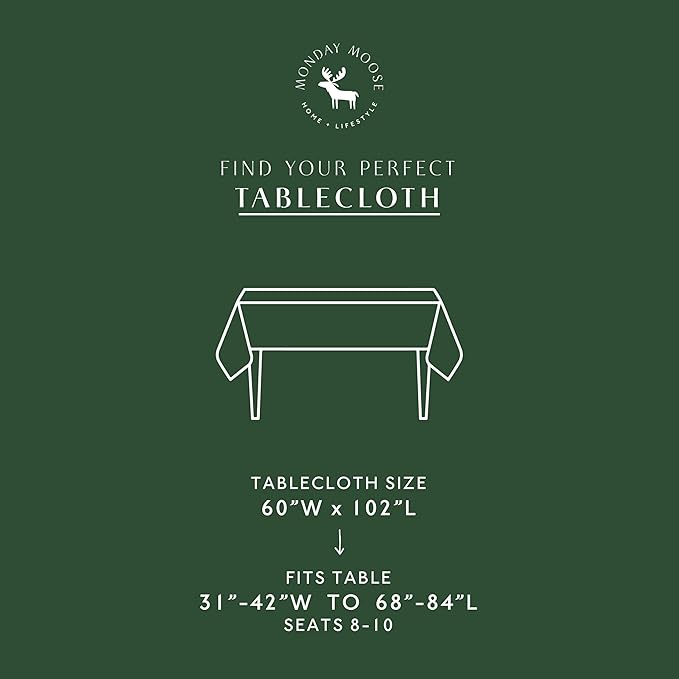 MONDAY MOOSE Ruffle Farmhouse Rustic Rectangle Natural Stonewashed Cotton Tablecloth for Kitchen, Dining Room, Restaurant (60x102 inch, Teal Green)