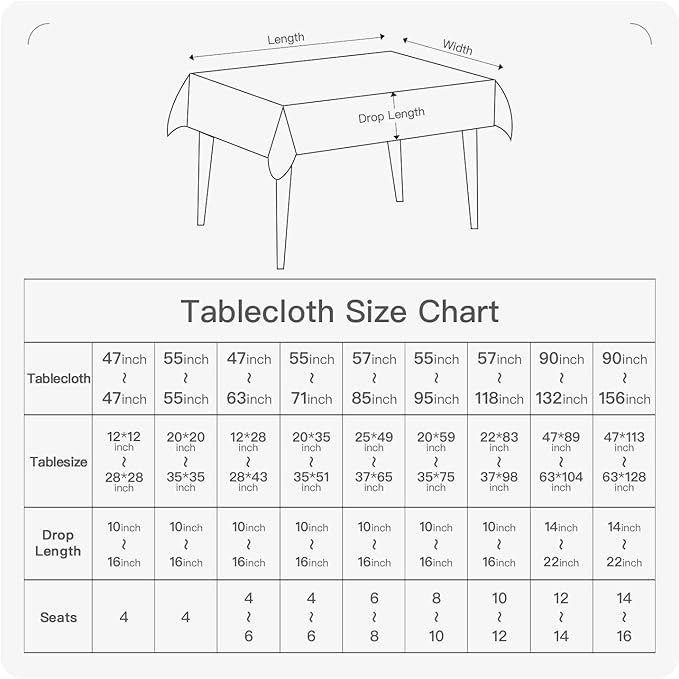 BALCONY & FALCON Rectangle Tablecloth Washable Wrinkle Resistant and Water Proof Table Cloth Decorative Linen Fabric Tablecloths for Dining Parties Kitchen Wedding and Outdoor Use (Black, 55x95)