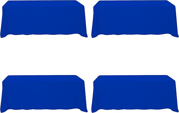 BRILLMAX 4 Pack Royal Blue Tablecloths 90 x 156 Inch for 8ft Rectangle Tables - 150 GSM Polyester Fabric, Floor Length Drop, Water, Stain & Wrinkle Resistant Cloth Cover for Wedding Reception Banquet