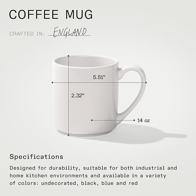 Made In Cookware - Set of 4 - Coffee Mug Set - 12 oz - White - Porcelain England - Dishwasher and Microwave Safe