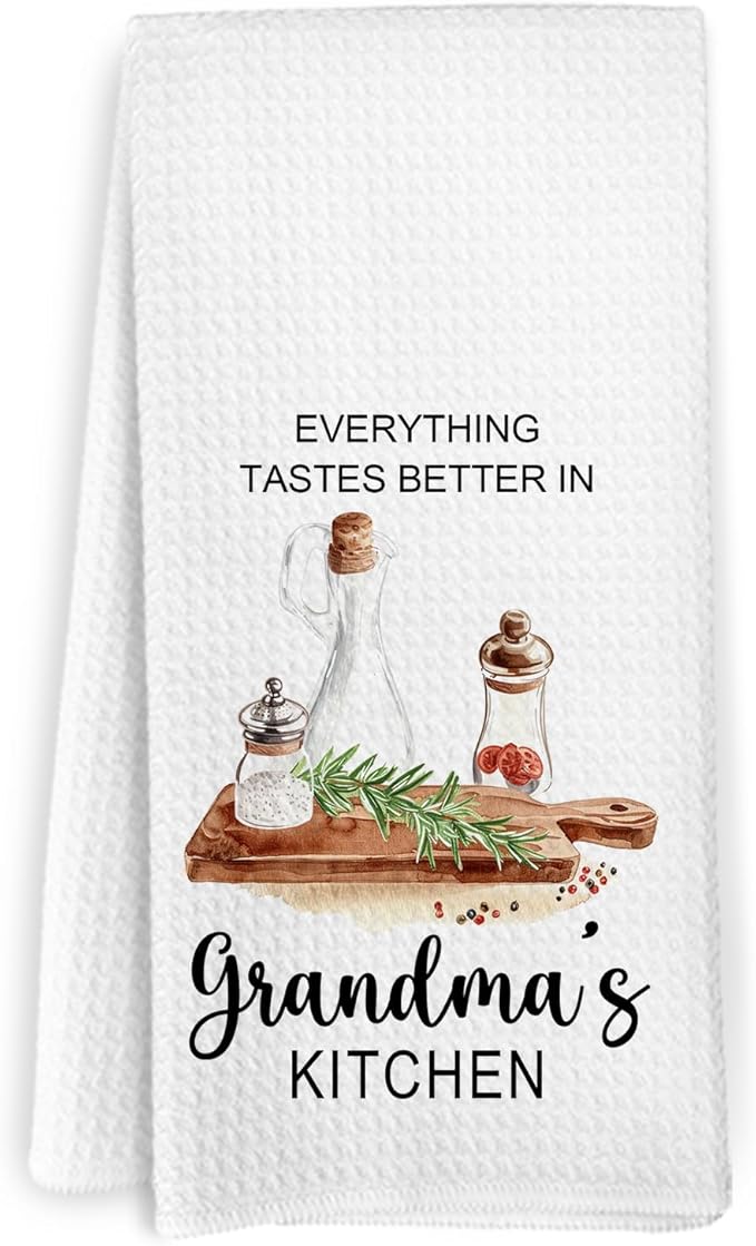 Grandma Gifts Kitchen Towels, Gifts for Grandma Grandmother, Mothers Day Birthday Gift for Grandmas, Grandmother Decorative Hand Tea Towels for Kitchen, 16x24 Inches