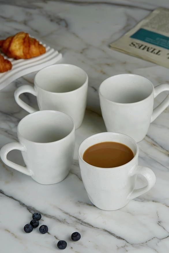 famiware Mars 4 Pieces Coffee Mug, 14 oz Tea Mug, Catering Mugs with Handle for Coffee, Tea, Cocoa, Milk, White