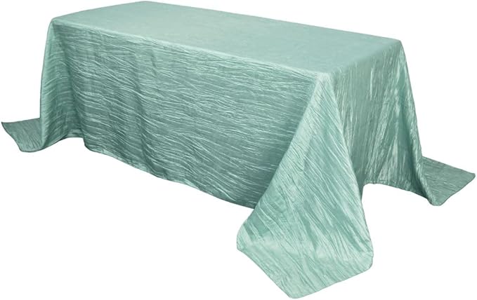YOUR CHAIR COVERS - 90 x 156 inch Rectangular Crinkle Taffeta Tablecloth - Robin Egg, Rectangle Table Linens for 8 ft Rectangular Tables, Wedding Crushed Table Cloth