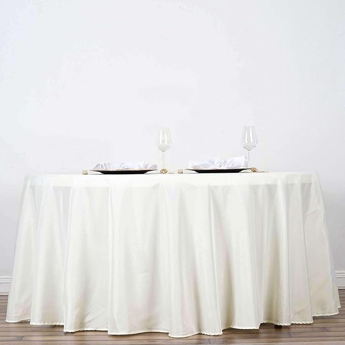 Efavormart 120" Wholesale Round Tablecloth Polyester Round Table Linens for Wedding Party Banquet Restaurant - Ivory