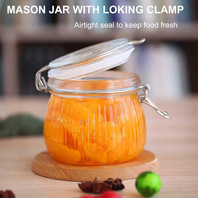 Mason Jars 16 oz with Lids,6 Pack Clear Glass Wide Mouth Mason Jar with Airtight Lids,Canning Jars for Food Storage,Snacks