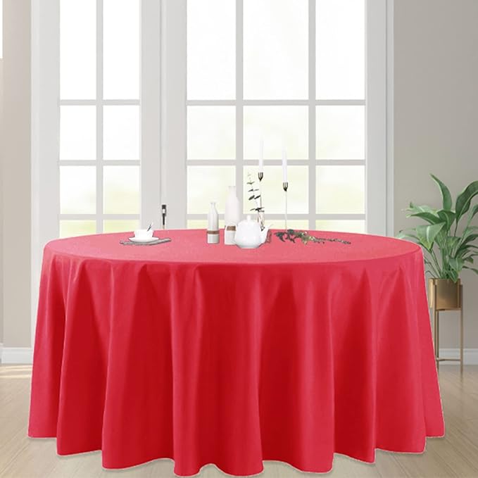 12 Pack Round Tablecloth 120 Inches Red Table Cloth Stain and Wrinkle Resistant Washable Polyester Fabric Table Cover for Party, Wedding and Banquet Decoration