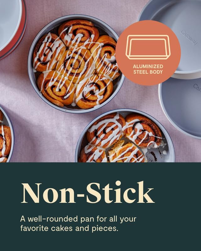 Caraway 9” Circle Pan - Non-Stick Ceramic Coating - Free From Forever Chemicals - Perfect for Birthday Cakes, Tartes, & More - Cream