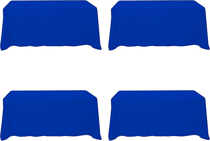 BRILLMAX 4 Pack Royal Blue Tablecloths 90 x 132 Inch for 6ft Rectangle Tables - 150 GSM Polyester Fabric, Floor Length Drop, Water, Stain & Wrinkle Resistant Cloth Cover for Wedding Reception Banquet