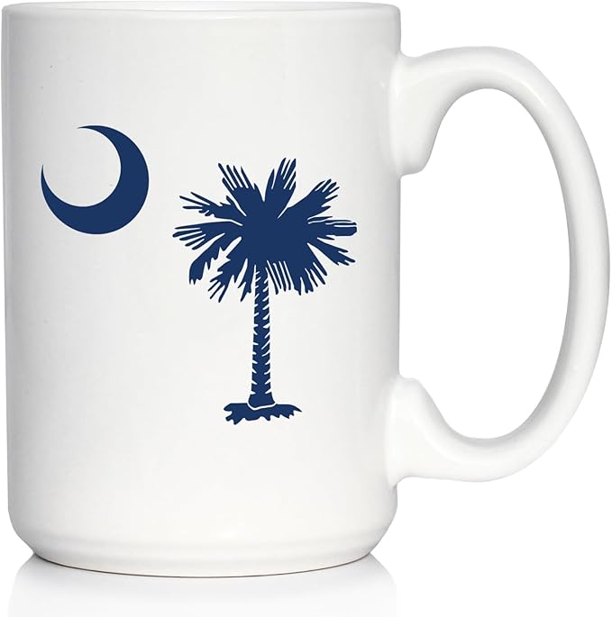 Bevvee South Carolina Flag Coffee Mug - State Themed Drinking Decor and Gifts for South Carolinians - Large 15oz White Ceramic Mug