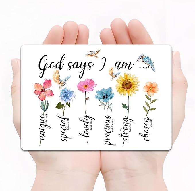 God Says I Am Bible Verse Affirmations Acrylic Fridge Magnet, Positive Christian Scripture Gift for Christian Home or Kid's Décor, 3.5"×5" Christian Bible Verse Sublimation Design