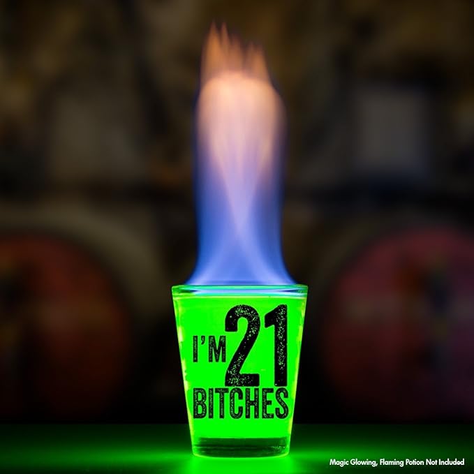 Make Em Laugh - I'm 21 Bitches Birthday - 21 Shot Glass for Girl - Shot Glass for 21st Bday - 21st Birthday Gift for Him or Her