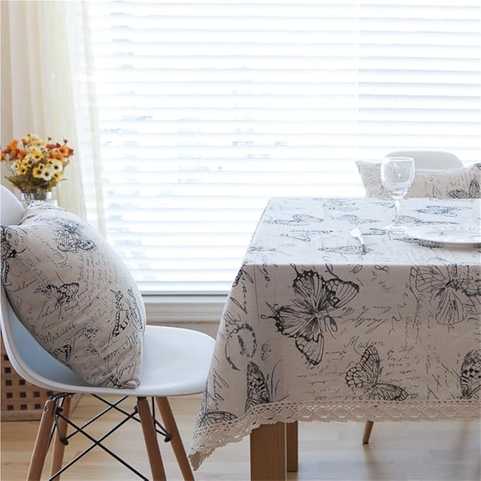 Rectangular Tablecloth, Simple Tablecloth, Coffee Table Cover, Letter Butterfly Tablecloth, Suitable for Living Room(140 * 160cm)