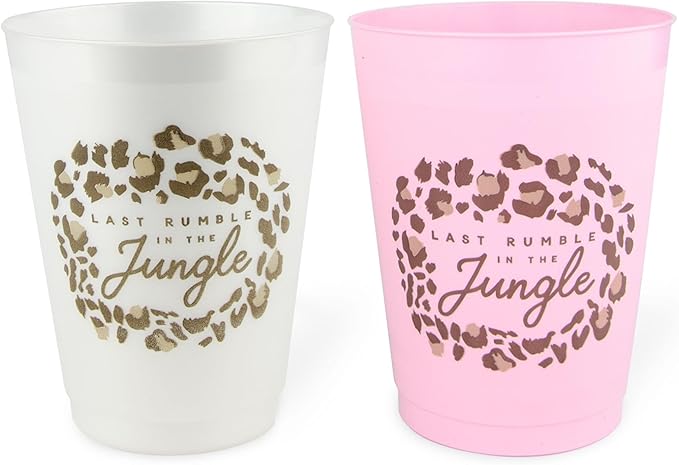 Stag & Hen Last Rumble in the Jungle Bachelorette Party Cups - 12 Pack, 16 oz Cups | Custom Drinkware for Animal Print Leopard Theme Bridal Shower, Engagement Party | Bridesmaids Gifts, Favors, Decor
