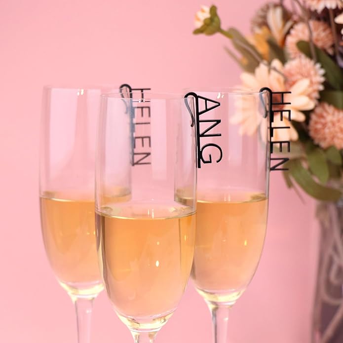 Wedding Custom Wine Charms,Custom Drink Tags,14 Colors Acrylic Personalized Initial Drink Toppers,Drink Name Tags for Partys,Birthdays,Bachelorettes,Bridal or Baby Showers,Corporate Event