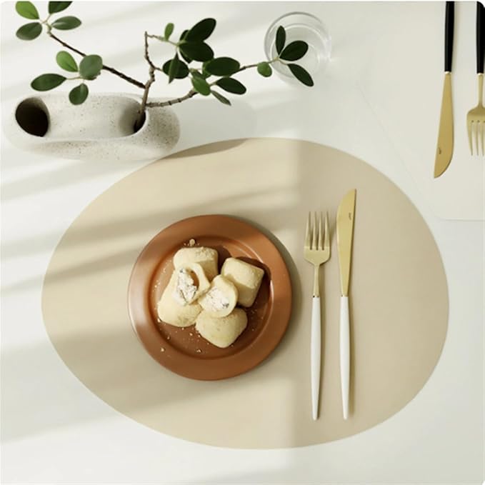 Style Double-Sided PU Leather Western Table Mat Oil-Proof Hotel Home Dining Plate Mat Non-Slip Heat Insulation Pad(Red Black)