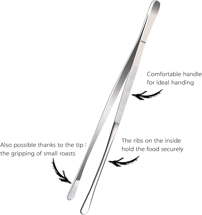 2 Pcs 12-Inch Fine Tweezer Tongs,Extra-Long Stainless Steel Tweezers Tongs